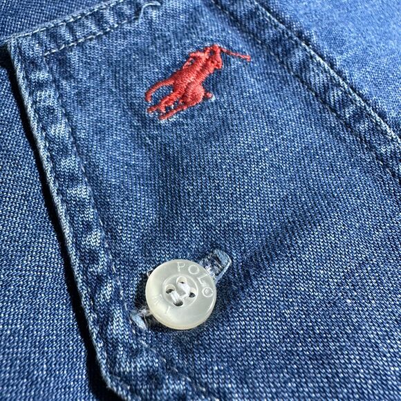 Vtg 70s 80s Ralph Lauren Silver Speckle Western Denim Shirt Mens M L - Picture 3 of 12